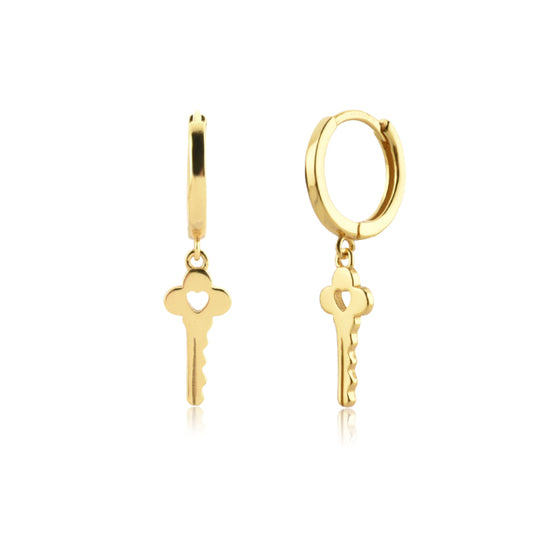 Gold Loving Key Earrings