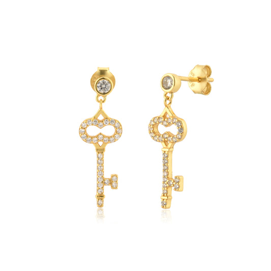 Gold Shiny Key Earrings