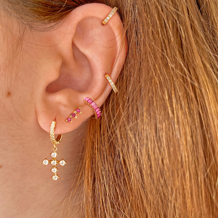 Orecchini pendenti mini rosa Oro